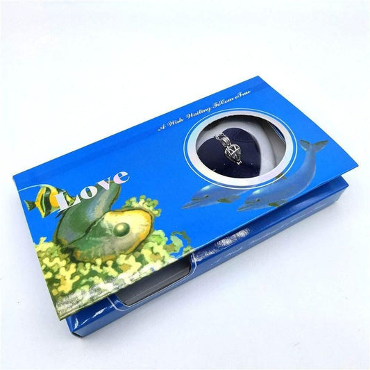 Freshwater Shell Canned Oyster Love Pearl Necklace Set for Women | Real Wish Pearl Pendant Gift (Silver)