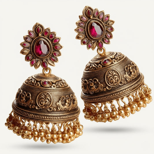 Floral Design 3D Elegant Jhumka Earrings