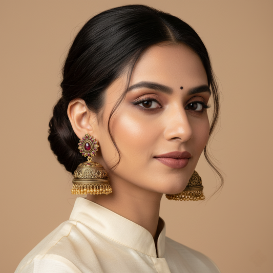 Floral Design 3D Elegant Jhumka Earrings